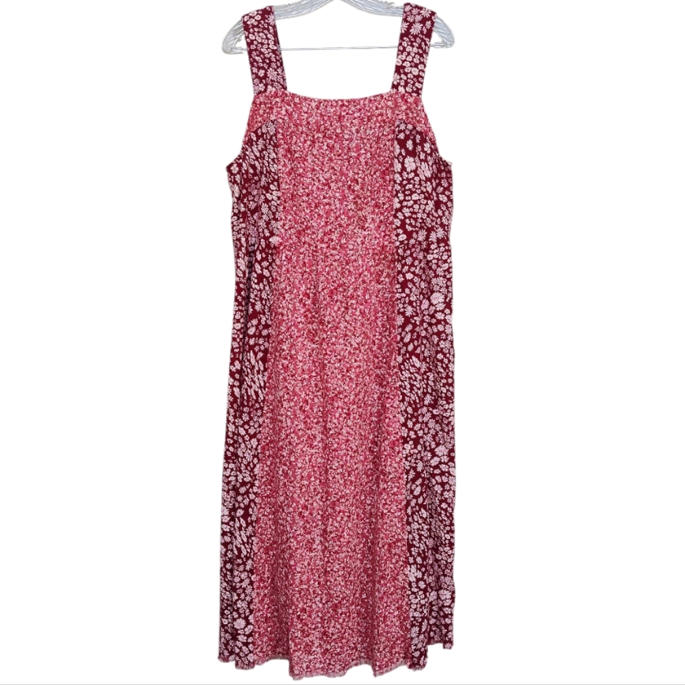 TRUE CRAFT Burgundy and White Floral Sleeveless Dress Size XL